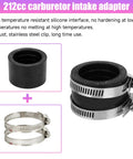 Rubber intake adapter and stainless steel clips for 212cc carburetor in intake manifold inlet pipe kit for PWK 24mm 28mm carbs.