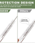 Comparison of straw brush protection design, highlighting the end tip coating feature on 4 Pack Extra Long Straw Cleaning Brushes.