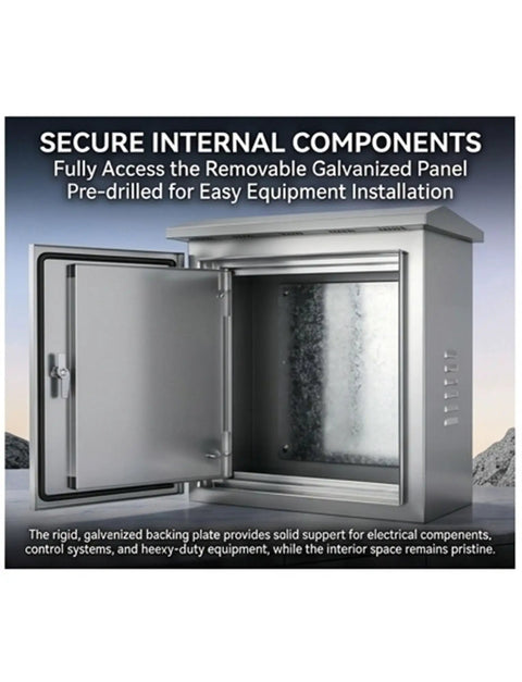 Stainless Steel Outdoor Electrical Enclosure With Waterproof Junction Box For Industrial And Coastal Environments Beefy 304 Alloy Steel Shell Dual Door Weather Shield Dustproof Rugged Corrosion Resistant Easy Mounting And Safe Cable Entry, open
