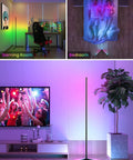 2 Pack RGB Corner Floor Lamp Set For Living Room, lit dream color changing LED mood lighting in gaming room, bedroom, living room