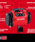 Red Dual Power Tire Inflator Portable Air Compressor With 12V Car Plug And 120V Home Use Up To 150 PSI Digital Gauge
