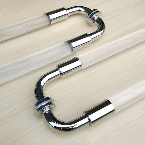 Stainless Steel Clear Acrylic Door Hardware Kit For Front Doors And Glass Panels With Double Sided Grab Bar And Glass Door Pull Handle