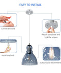 Installation guide for Blue Glass Pendant Lights For Kitchen Island with 6.5 Inch Handblown Glass Shades, 2 Pack Set.