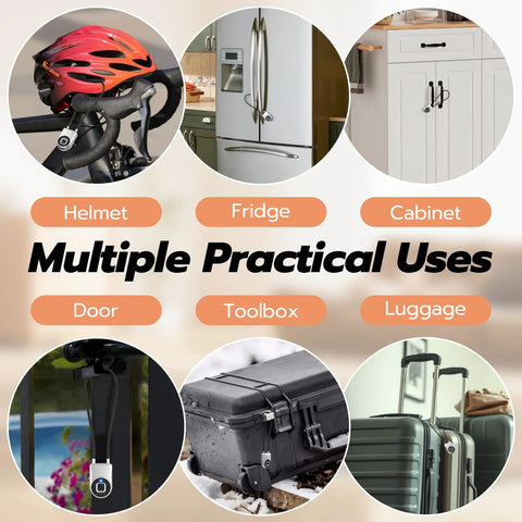 Biometric Cable Lock With Fingerprint And Bluetooth App Control used for helmet, fridge, cabinet, door, toolbox, luggage security