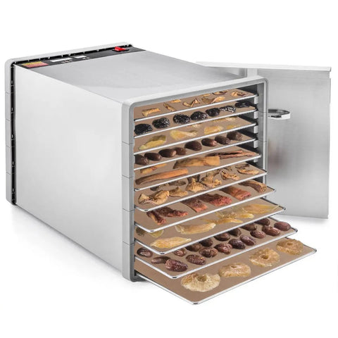 Heavy Duty PTFE Dehydrator Sheets 14 Inch Nonstick Baking Mats And Oven Liners For BBQ Hot Plate on dehydrator trays with dried fruit.