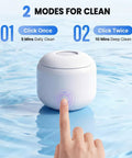 Ultrasonic Retainer Cleaner Machine With 44kHz Wave Action, white, 200ml capacity, one-button start shown with finger pressing.