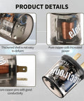 Product details of Two Pack 12V Heavy Duty Flasher Relay For Cars Trucks SuvS Motorcycles And Marine Use 2 Pin Round Electronic Turn Signal Blink Relay To Stop Hyper Flashing And Fix Hazard Lights No Fuss Replacement Accessory, showing close-ups of thickened shell, pure copper coils, and pins with good conductivity.
