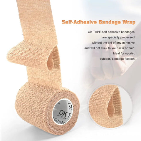 Self Adhering Bandage Wrap 12 Pack 2 Inch By 5 Yard Nonwoven Self Adhesive Bandage Tape for thumb, finger, wrist, ankle vet wrap.