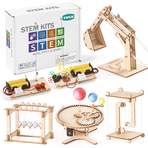 Awesome Science Kits For Kids Aged 8-12 With Wood Building Crafts And 5 Real Experiments including Newton's Cradle and more
