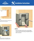 Installation instructions for Privacy Pocket Door Pull Without Switch Plate For One And Three Eighths Inch Thick Doors in antique brass.