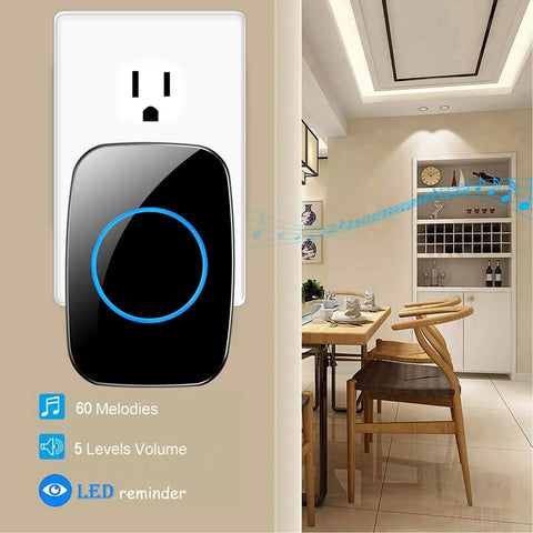 Wireless Door Chime Kit With Sensor Plug In Receiver Easy No Wiring Setup No Fuss Long Range Door Alarm System Up To 1000 Feet Instant Door Open Alerts For Home Office Or Apartment, plug-in receiver in kitchen