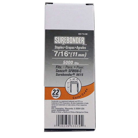 Top Shelf 22 Gauge Narrow Crown Upholstery Staples In A 5000 Piece Bulk Box, 7/16 inch legs for pneumatic staplers.