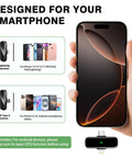 Wireless Lavalier Microphone For iPhone And Android with USB-C and Lightning compatibility shown with smartphones
