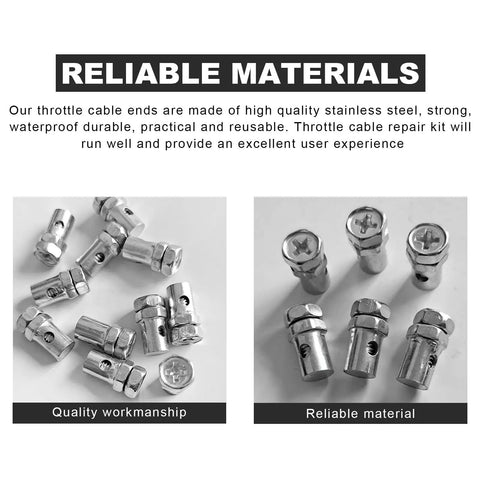 Beefy Universal Throttle And Brake Cable Ends Kit 20 Pack with zinc-plated iron clamps for bikes and scooters
