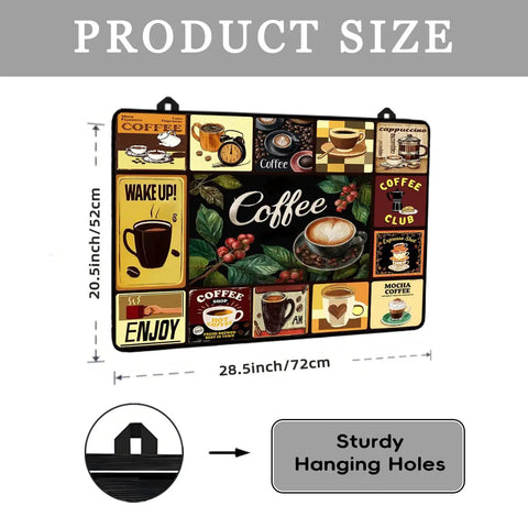Retro Glass Stove Top Cover Protector For Coffee Bar Vibe 28.5 By 20.5 Inches Heat Resistant Silicone Shield with coffee decor.