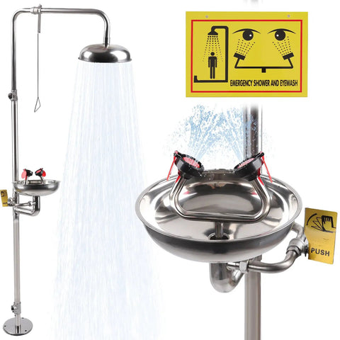 Emergency Eyewash And Shower Station Kit For Workplace Safety OSHA Approved Stainless Steel Dual Nozzle Eye Wash And Body Shower