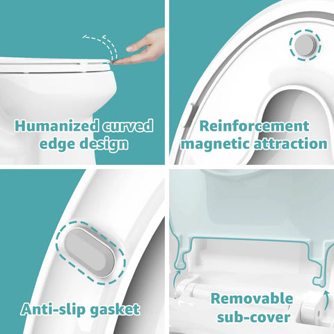 Elongated Toilet Seat With Built In Toddler Seat Slow Close Quick Release Hinges Never Loosen Heavy Duty White Kid Friendly Potty Training Ready For Family Bathrooms Easy Clean And Secure Fit
