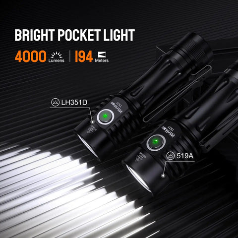 EDC Rechargeable Flashlight TS25 With 4000lm Output Four 519A LEDs RGB Aux Lights Anduril 2.0 Interface side view
