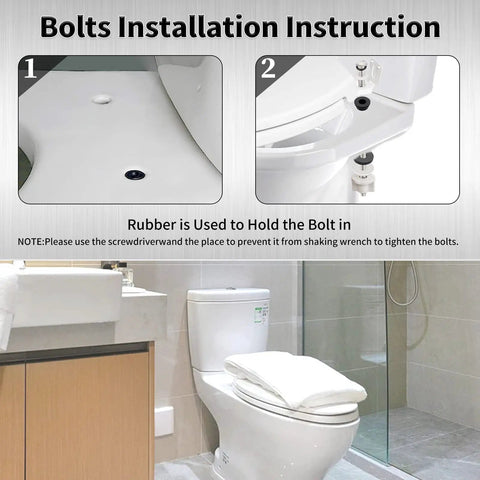 Installation guide for Universal Toilet Seat Hinge Bolts Kit Heavy Duty Stainless Steel With Waterproof Rubber Washers Gaskets