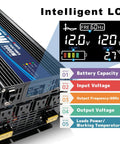 Heavy Duty 4000W Sump Pump Backup Battery System With Pure Sine Wave Output LCD Remote Control Four AC Outlets display with intelligent LCD