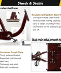 High carbon steel frame of Three Wheel Pedal Tricycle Cruiser for Seniors and Adults, with dual chain drive and internal brake cable.