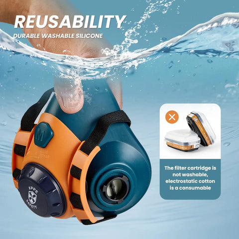 All Day Comfy Reusable Silicone Half Face Respirator Mask With Filters For Welding Woodworking Spray Painting Dust Chemical And Pollen Protection Gas Mask with adjustable straps and durable design