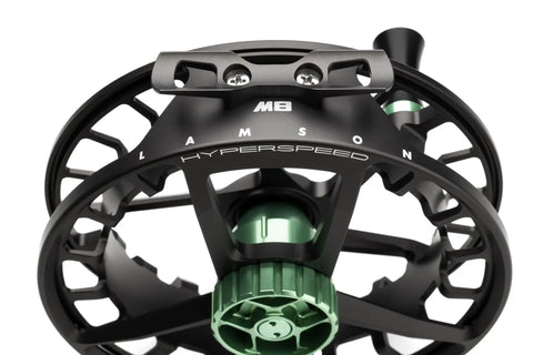 Hyperspeed M8 Fly Fishing Reel For Saltwater, Ultralight, Big Game Waterproof Drag, close-up of large arbor and CNC machined frame