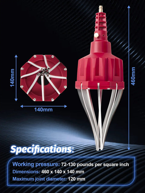 Pro Grade Pneumatic CV Joint Boot Installation Tool Kit with expander dimensions and specifications display