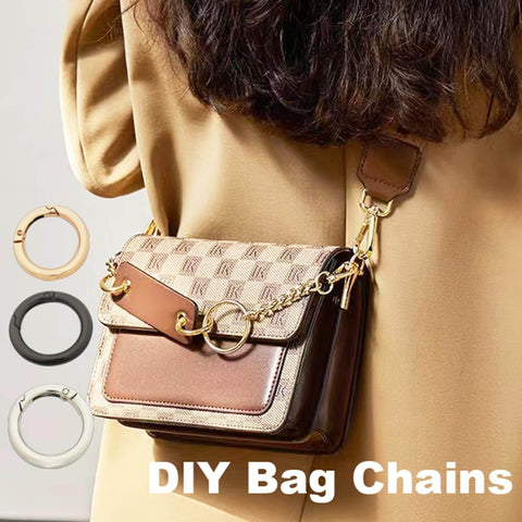 10 Pcs Big Round Carabiner Clips, 2 Inch, 50 Mm, Metal Trigger Snap Hooks With O Rings For DIY Charms, Keychains, Bags, Purses, Crafts Making, Silver Large shown on a handbag