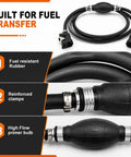 Super Cool 5/16 Inch Boat Motor Fuel Line Hose Kit With Connector Bulb Clamps Replaces Old Gas Lines For Cars Tractors And Motorcycles Easy Swap Setup, black rubber hose and primer bulb