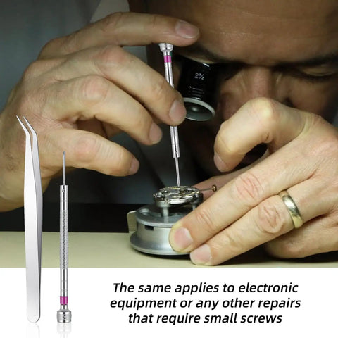 Watch repair using All-In-One 500-Piece Micro Screw Repair Kit With Tweezers For Glasses, Watches, Laptops And SSDs.