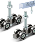 Hidden Bolt Design 4 Wheel Silent Trolley Rollers Compatible With 1-5/8 Inch Wide And Taller Strut Channels Using M10 Bolt Bolt Style