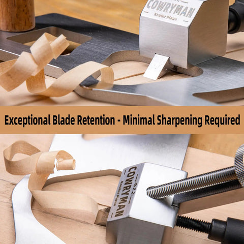 Router Plane Handheld Woodworking Tool With Adjustable Blade And Fence, Pro Grade Stainless Steel Body, long 7.87in, action shot