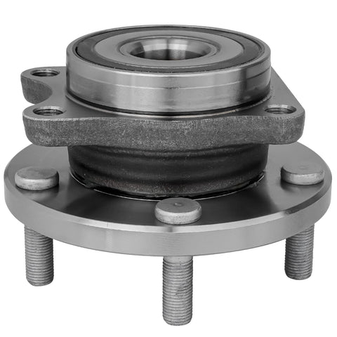 Two Piece Front Wheel Bearing Hubs Assembly For 2004 To 2025 Subaru Impreza Legacy Outback Ascent Tribeca WRX And WRX STI With Five Lugs ABS Encoder Four Bolt Square Flange front view