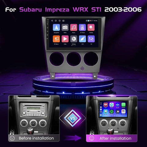 Bangin Android 15 Car Stereo With Wireless CarPlay And Android Auto For Subaru Impreza WRX STI 2003 To 2006 9 Inch Touch Screen Dash Kit