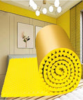 Game Changing High Density Acoustic Foam Panels With Self Adhesive Backing For Recording Studio Fast Recovery Sound Proof Padding in yellow color.