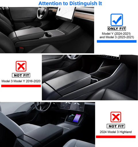 Five Piece Center Console Organizer Kit For Tesla Model 3 And Model Y 2021 To 2024 OEM Style Fit compatibility illustration