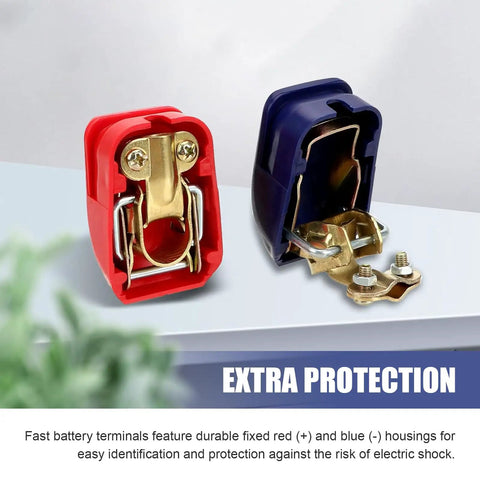 2 Pack Quick Release Battery Terminal Connectors With Red Positive And Blue Negative Covers No Tools Needed Easy Install Universal For Car Truck And RV Battery Terminals Clamps