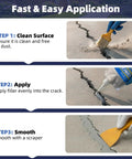Steps to use Self Leveling Concrete Crack Filler 2.2lb High Elasticity For Driveways Walkways And Patios DIY Friendly Indoor Outdoor Repair