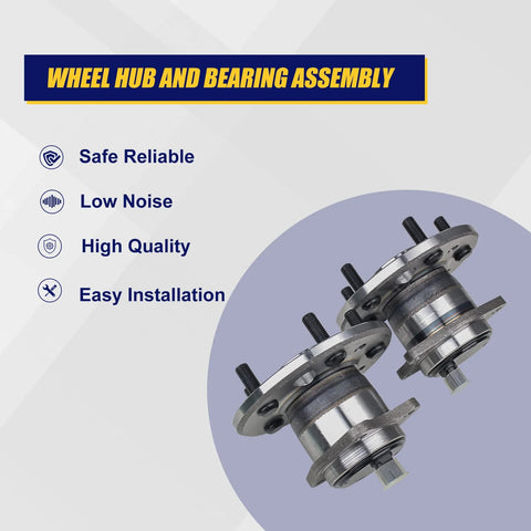 Rear Wheel Bearing And Hub Assembly Replacement For 512206 512207 Compatible With Lexus ES300 ES330 ES350 Avalon Camry Highlander Solara With 5 Lug And ABS Fits 2001 Through 2012 Models, showing two hubs with 5-lug patterns