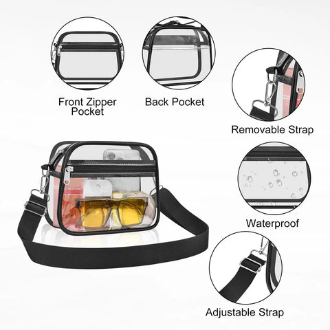 Stadium Ready Clear Bag With Adjustable Strap For Concerts Festivals And Game Day See Through PVC Purses waterproof design