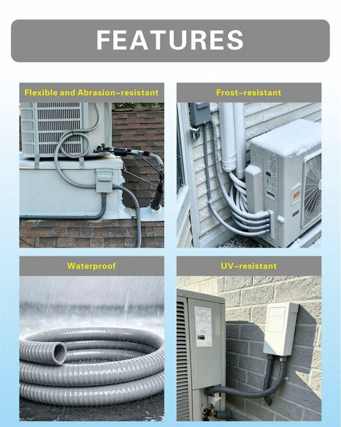1/2 Inch Flexible Electrical Conduit Kit 6 Ft Liquid Tight PVC Cable Sleeve used in flexible and frost-resistant applications.