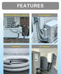 Hustle Ready 3/4 Inch Liquid Tight Flexible Electrical Conduit Kit With 6 Foot Nonmetallic Pvc Conduit And Tough As Nails 90 Degree connectors shown in use outdoors.