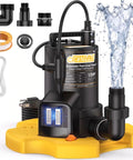 2 In 1 1/3 HP Automatic Pool Cover Pump With Submersible Design, external sensor, check valve adapter, water splash detail