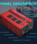2000W Car Power Inverter 12V To 110V AC Converter With 4000 Watt Surge, features multiple AC sockets and USB ports.