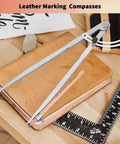 Tough As Nails All Metal Drafting Compass With Adjustable Wing Divider and Secure Pencil Holder on leather notebook