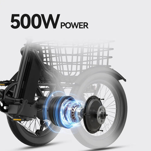 Electric Tricycle For Adults Folding Fat Tire 3 Wheel E Trike With 500W Motor Removable 48V 10.4Ah Battery rear hub motor