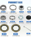 Amazon 4-set 8000-lb trailer axle bearing kit with outer 1.25" ID bearings, inner 1.75" ID bearings and grease seals