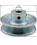 Single Groove V Belt Pulley For A B 5L 4L Belts Carbon Steel Motor Pulley Three Inch Outside Diameter One Half Inch Bore Zinc Plated Durable Pulley With Keyseat And Hardware showing dimensions.