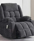 Comfy Power Swivel Rocker Recliner With Massage And Heat For Adults USB And Type C Ports Infinite Position Electric Glider Reclining Chair For Living Room Dark Gray in living room setting